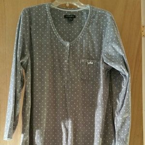 Gray flannel sleep gown